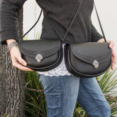 lilah crossbody leather handbag, small and large comparison