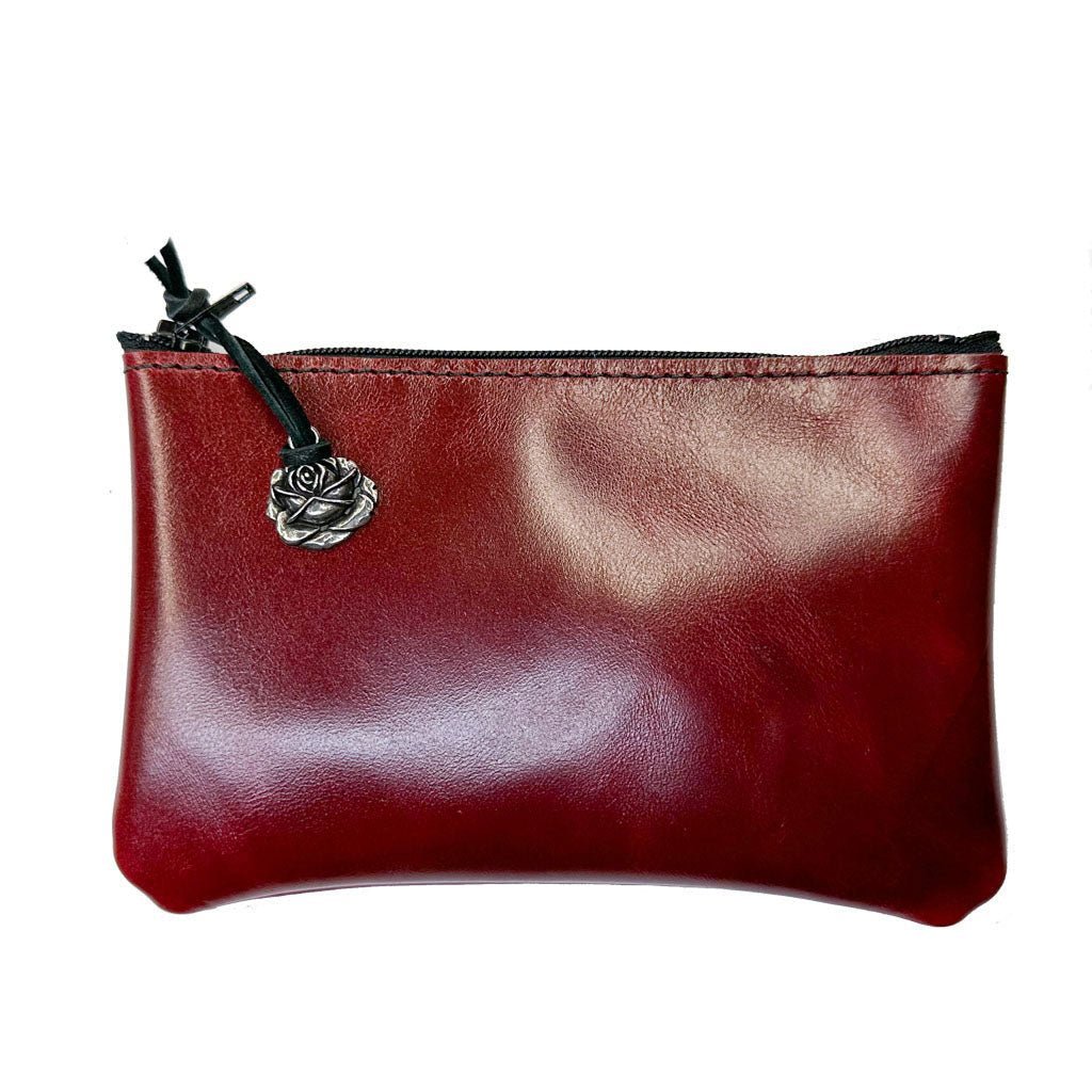 Leather 6 inch Zipper Pouch, Wallet, Coin Purse in Acorn - Oberon Design