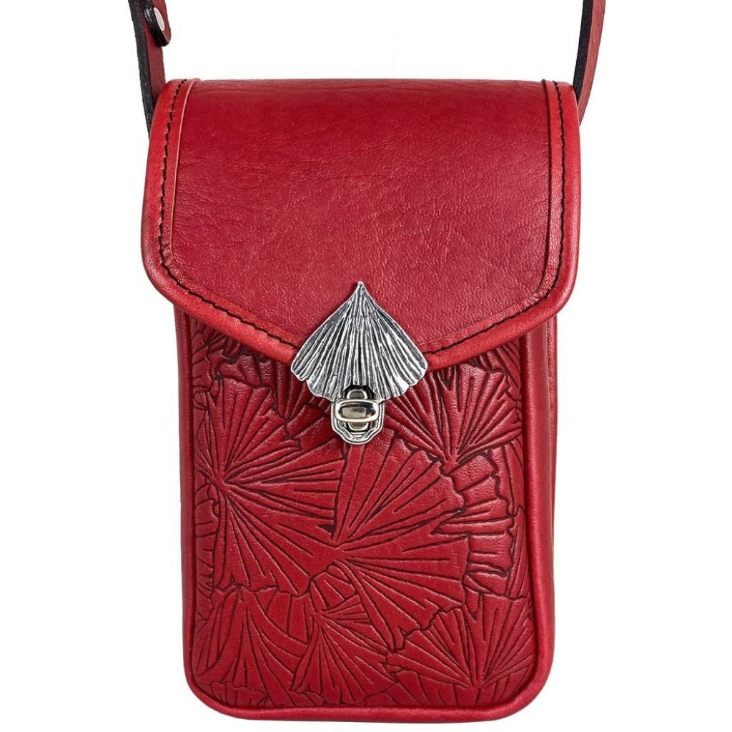 Oberon Design Leather Women's Cell Phone Handbag, Molly, Wild Rose Red