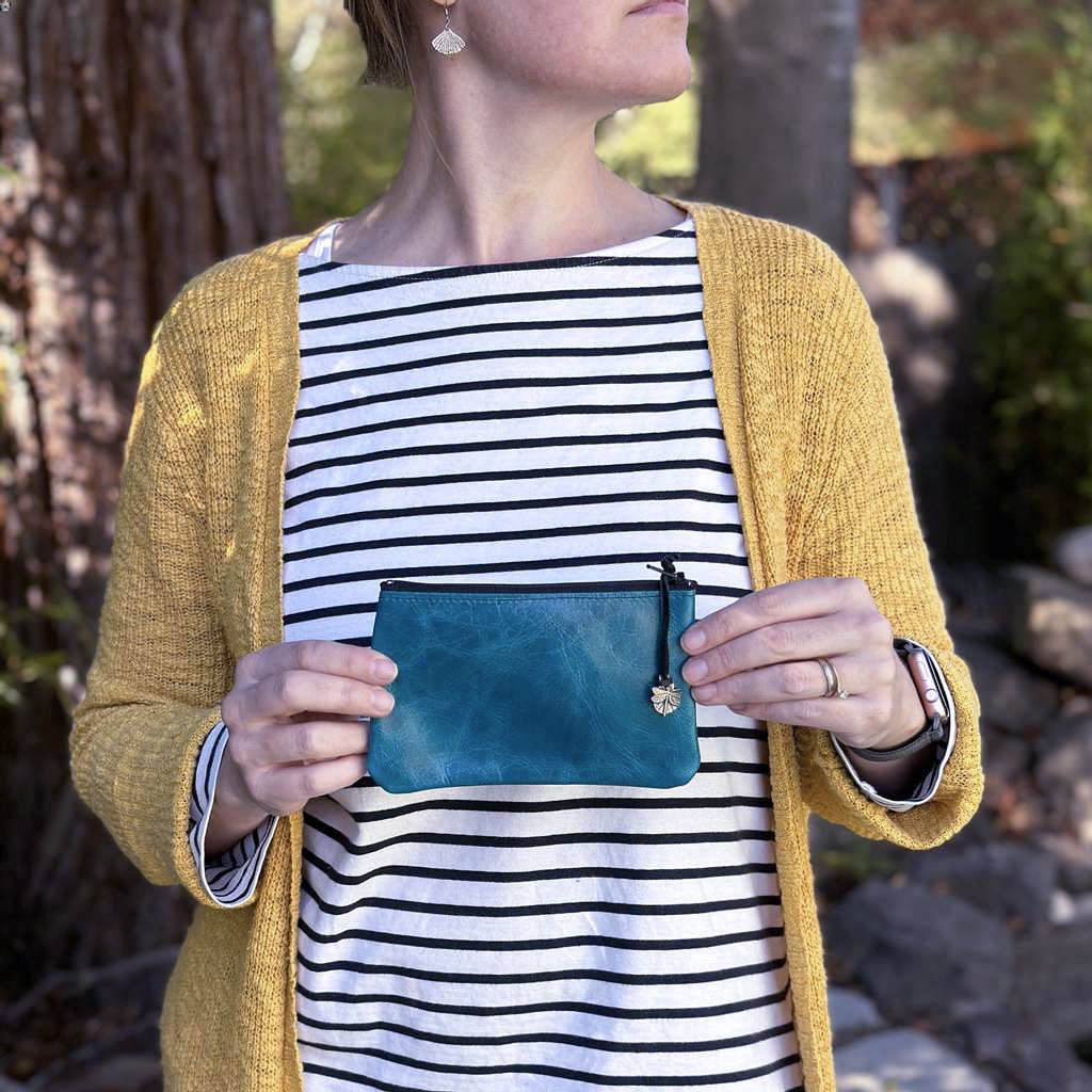 DV Leather Wallet with Coin Purse and Inside Secret Zip Compartment Blue