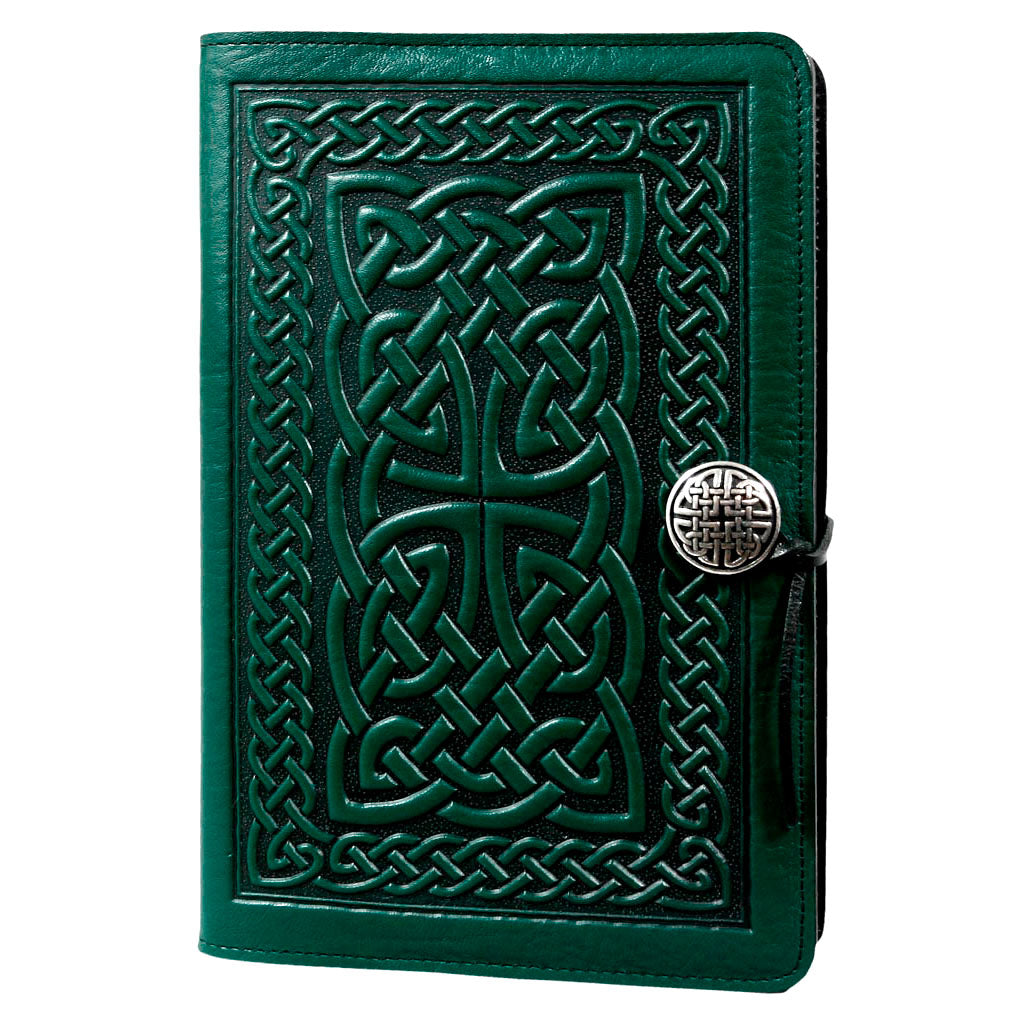 Oberon Design Large Refillable Leather Notebook Cover, Celtic Hounds