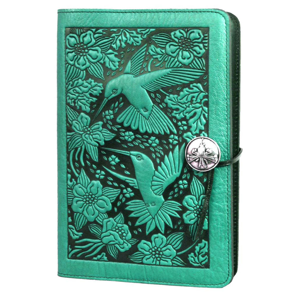 Oberon Design Celtic Braid Embossed Genuine Leather Checkbook Cover, 3.5x6.5 Inches, Green, Made in The USA