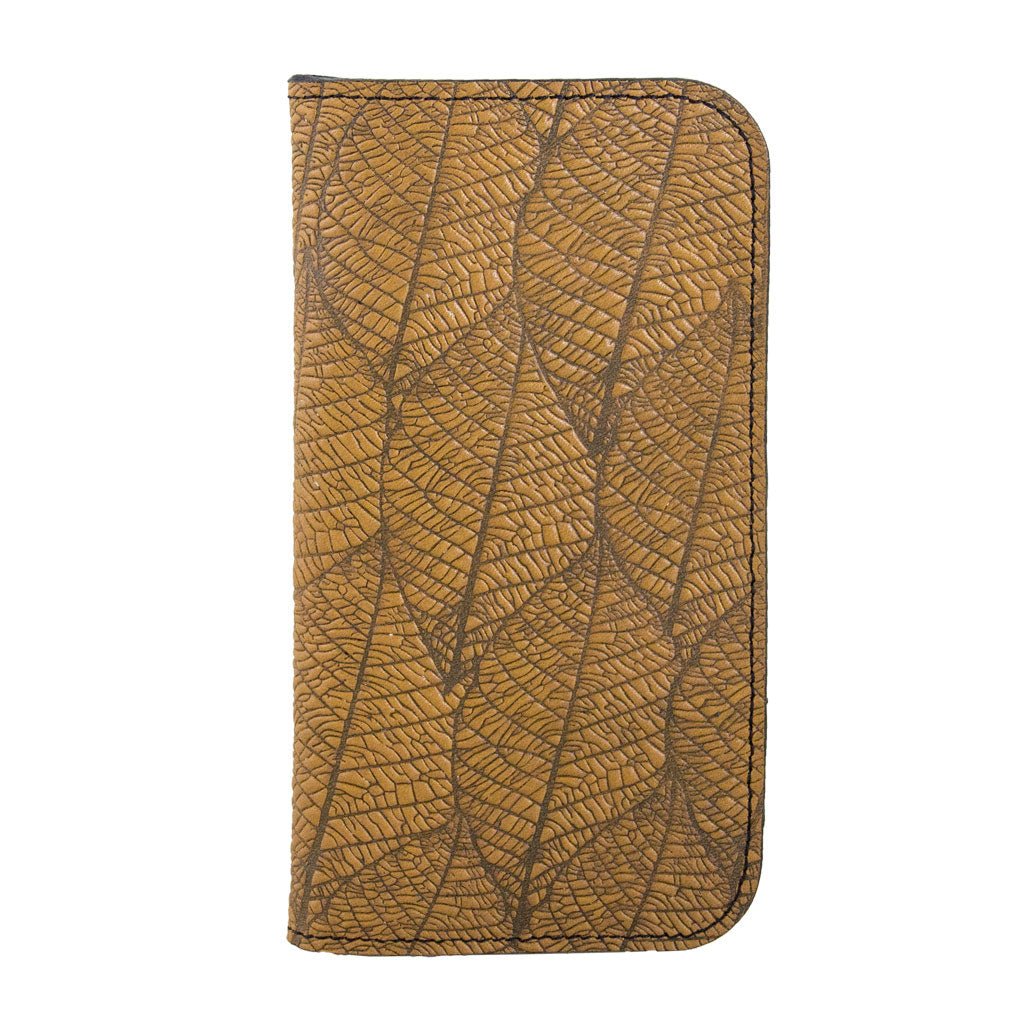 Oberon Design Acanthus Leather Wallet Folio Case for iPhones iPhone Xs / Navy