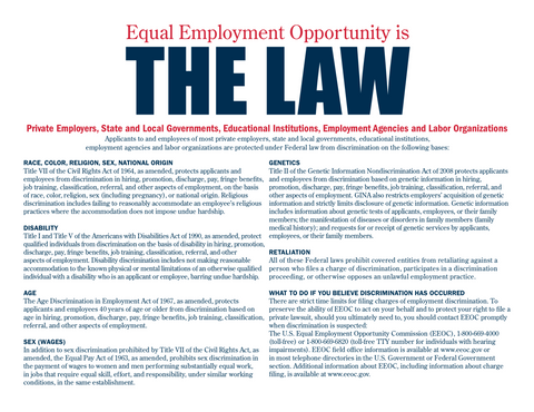 Equal Employment Opportunity is the Law