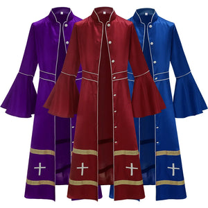 Women Stylish Flar Cuffs Sleeves Clergy Preaching Robes - New Thin