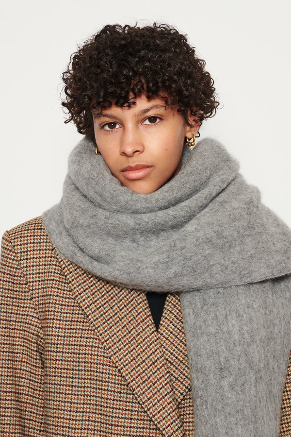 Grey Melange Oversized Cashmere Wool Scarf