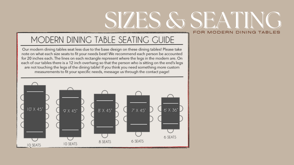 dimensions and sizes for modern dining table