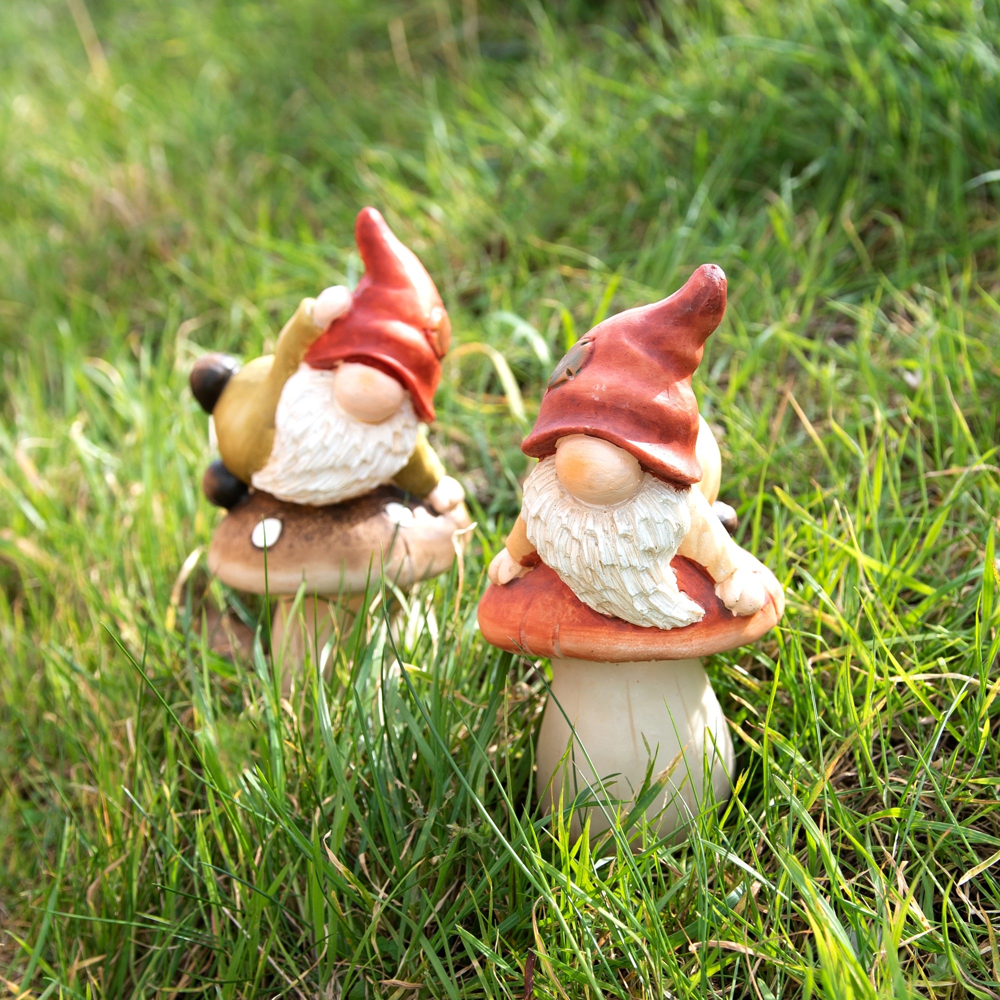 mushroom gnome bird bath