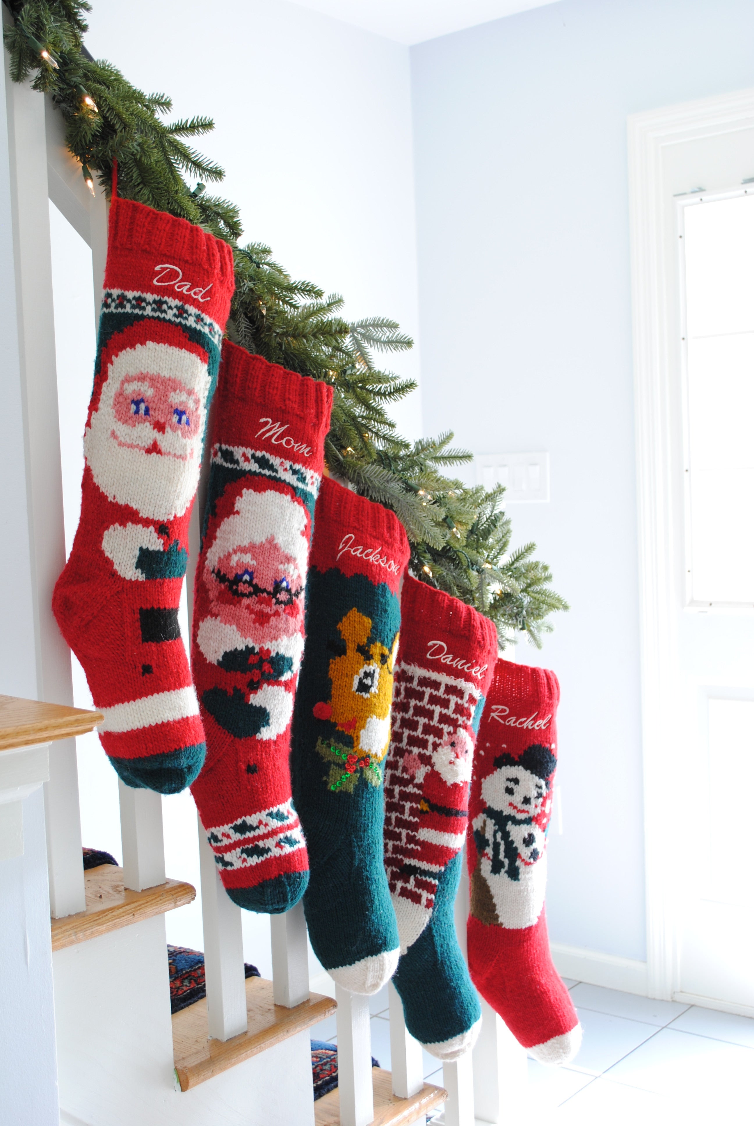 Personalized Santa Christmas Stocking Hand Knit Holiday