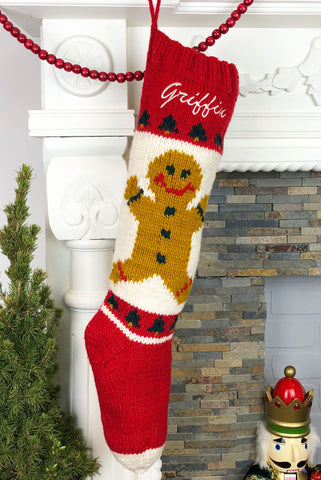 Personalized knit Christmas stocking for boys