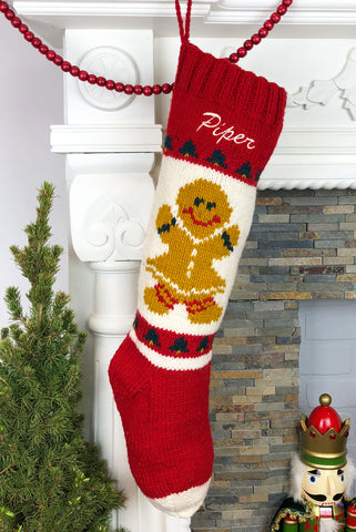 Personalized knit Christmas stocking for girls