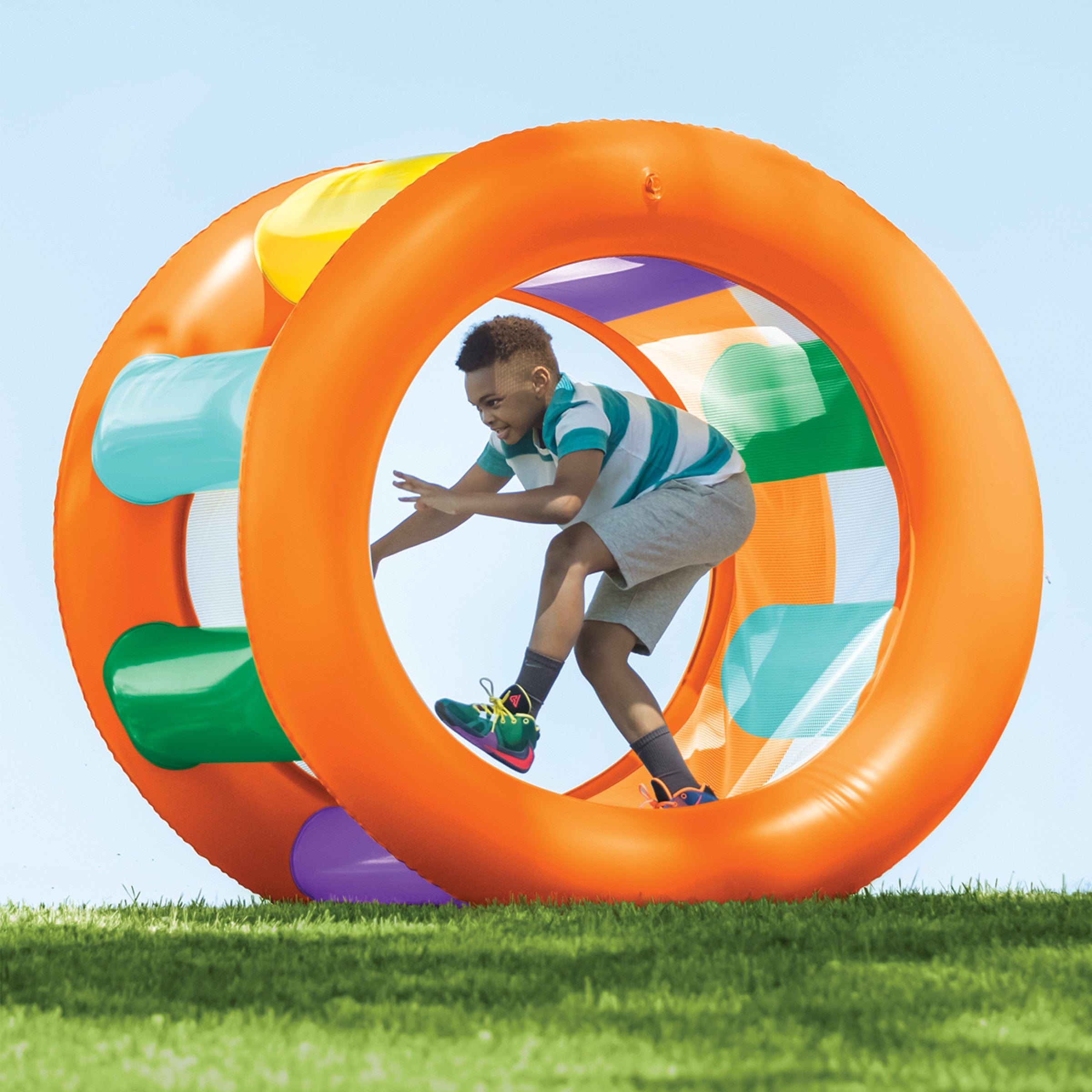 Roll With It 2.0 Giant Inflatable Rainbow Land Roller