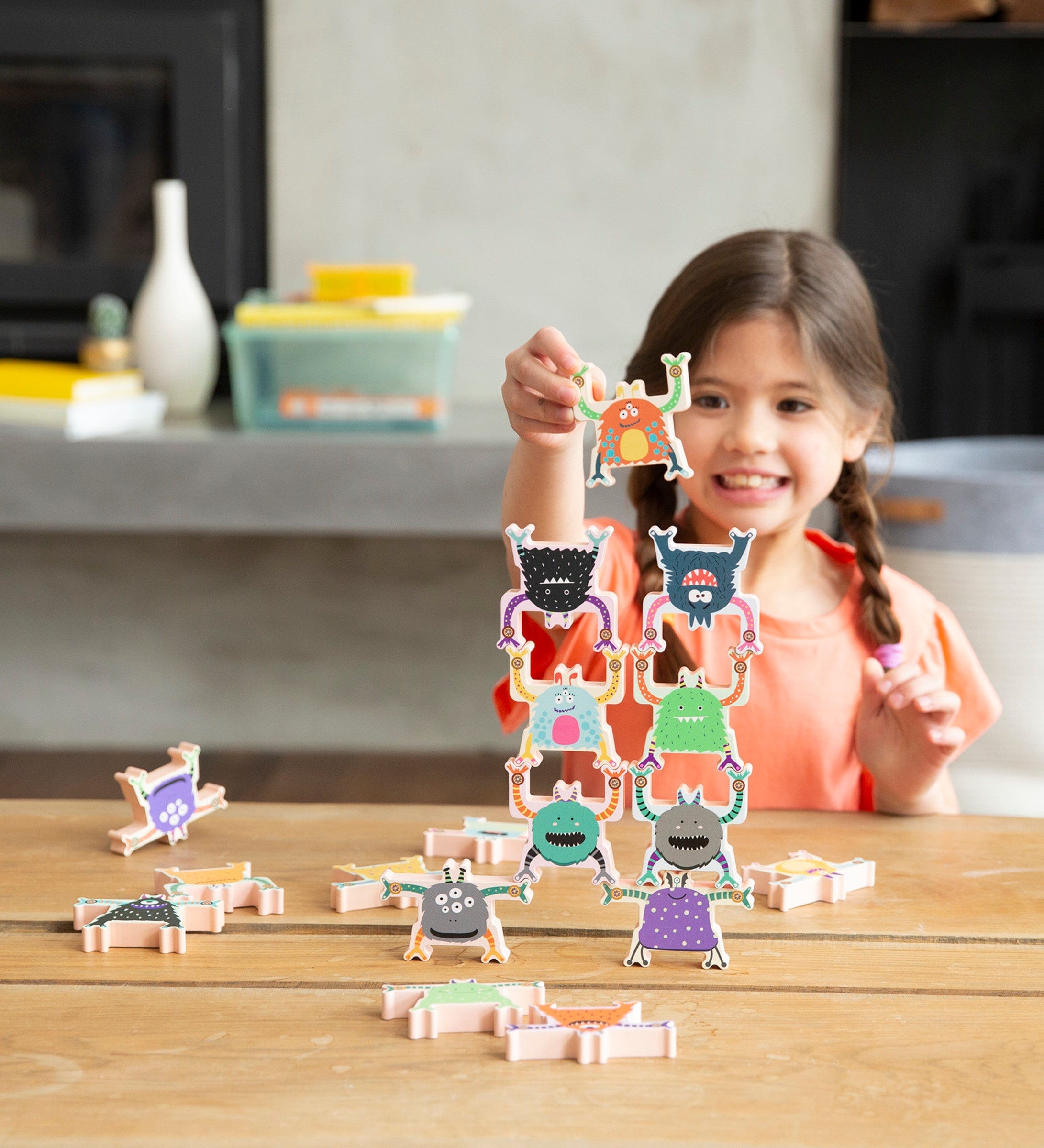 Stacking Monsters Wooden Blocks, Set of 18