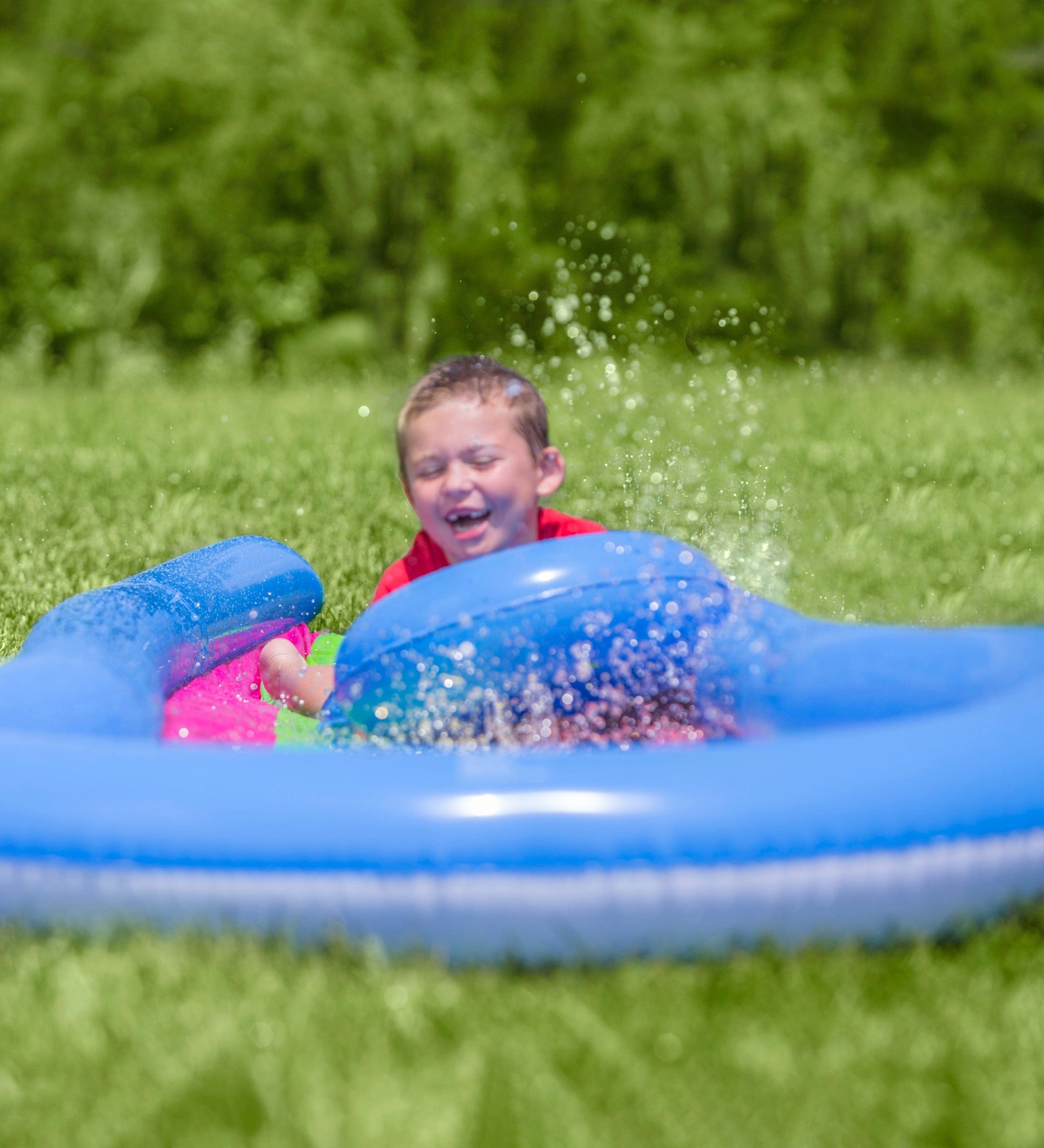 12-Foot Inflatable Rainbow Misted Water Slide with Splash Pool