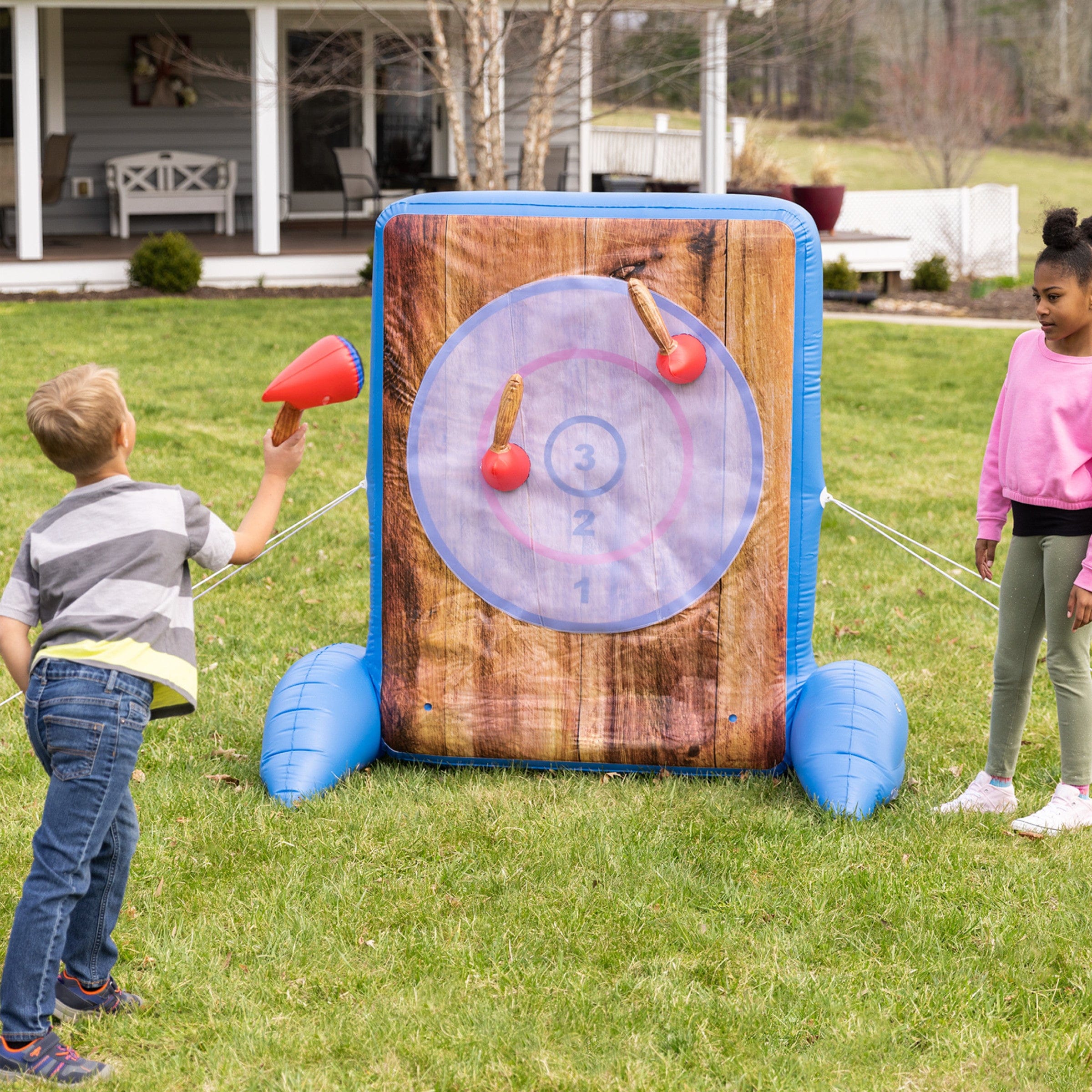 Giant Double-Sided Inflatable Axe-Throwing and Ball-Toss Target Game