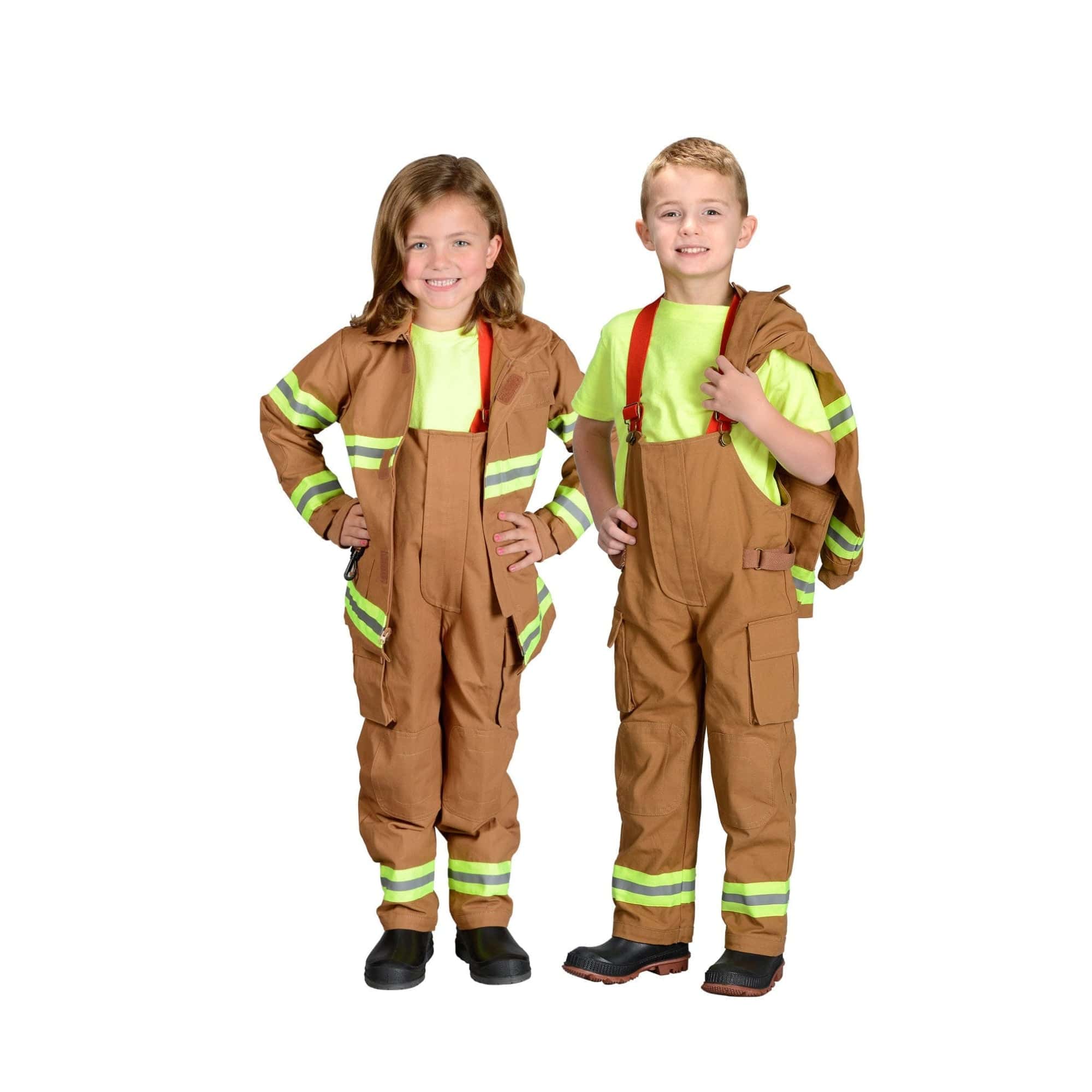 Tan Firefighter Suit W/ Black Helmet