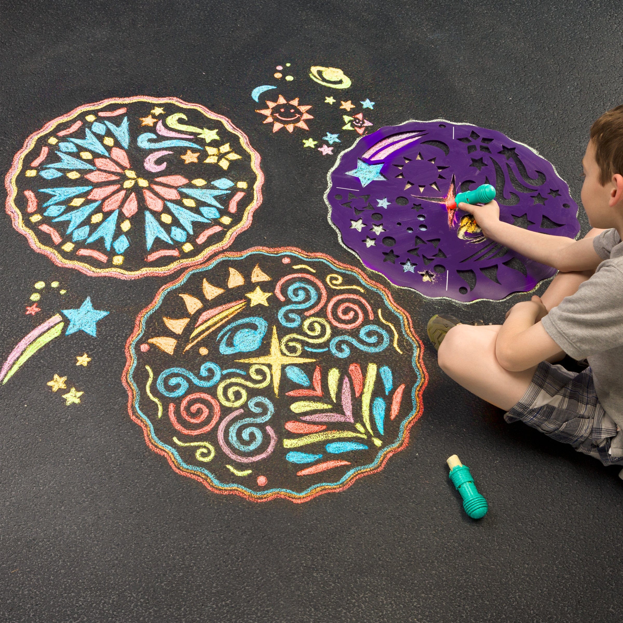 Chalk Scapes Mandalas Sidewalk Stencils Chalk Art Kit