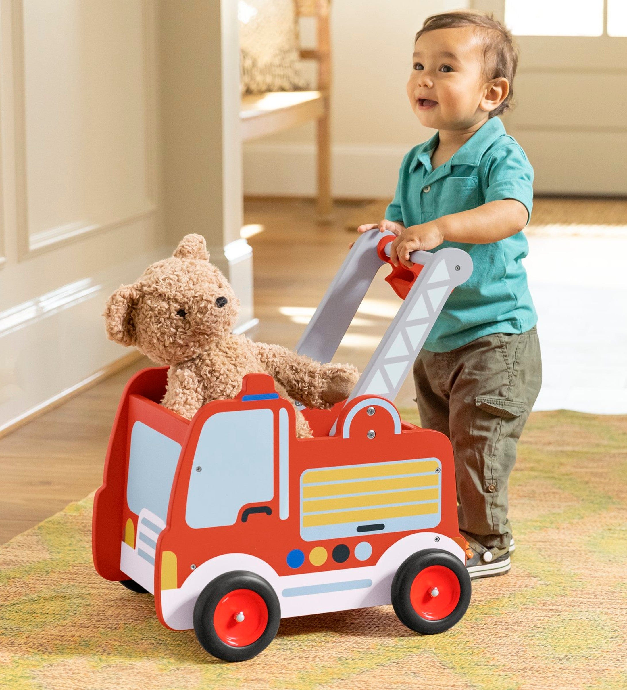 Wooden Fire Truck Walker and Push Toy