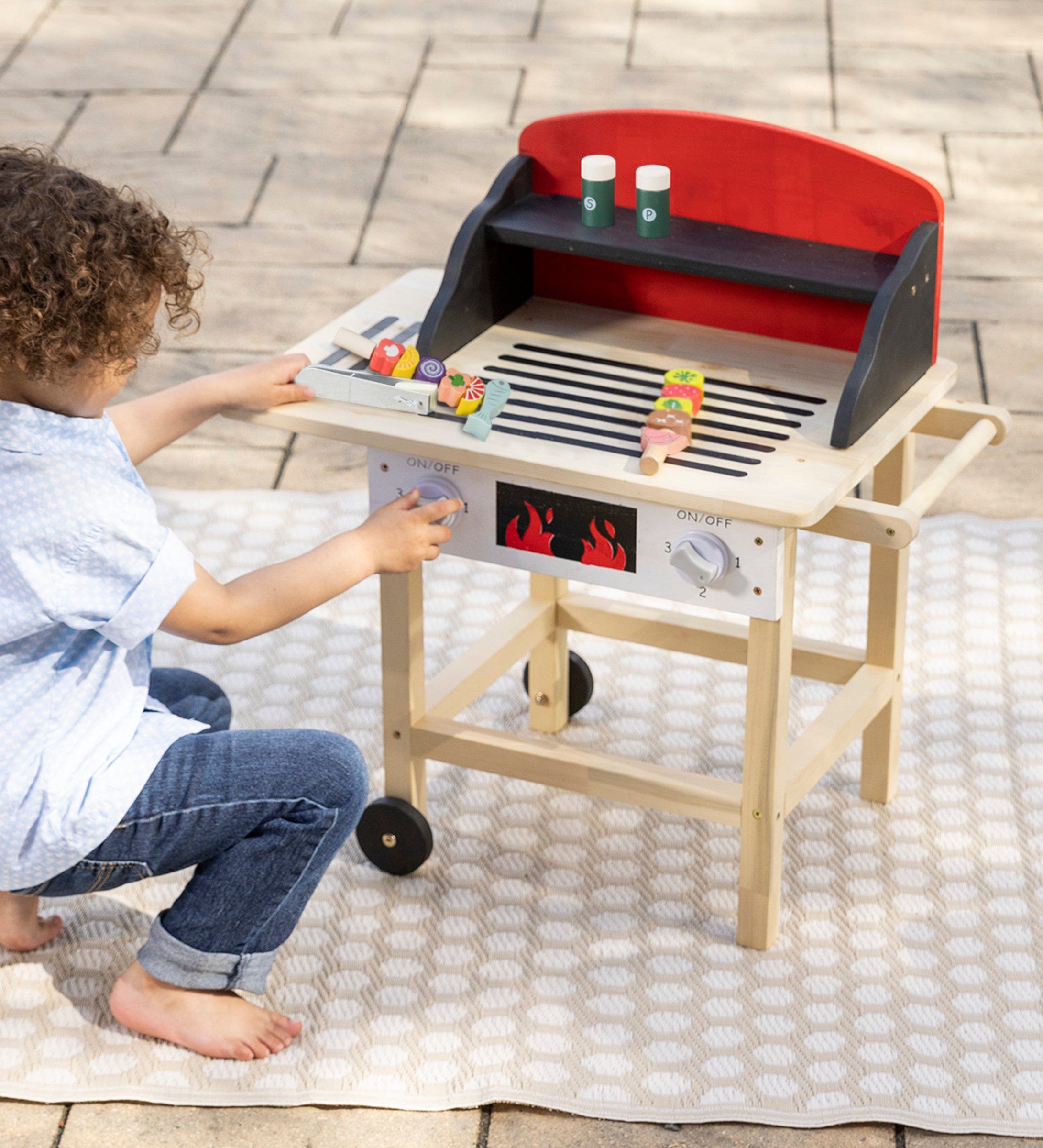 Jr. Grill Masters Wooden BBQ Grill Set with Accessories
