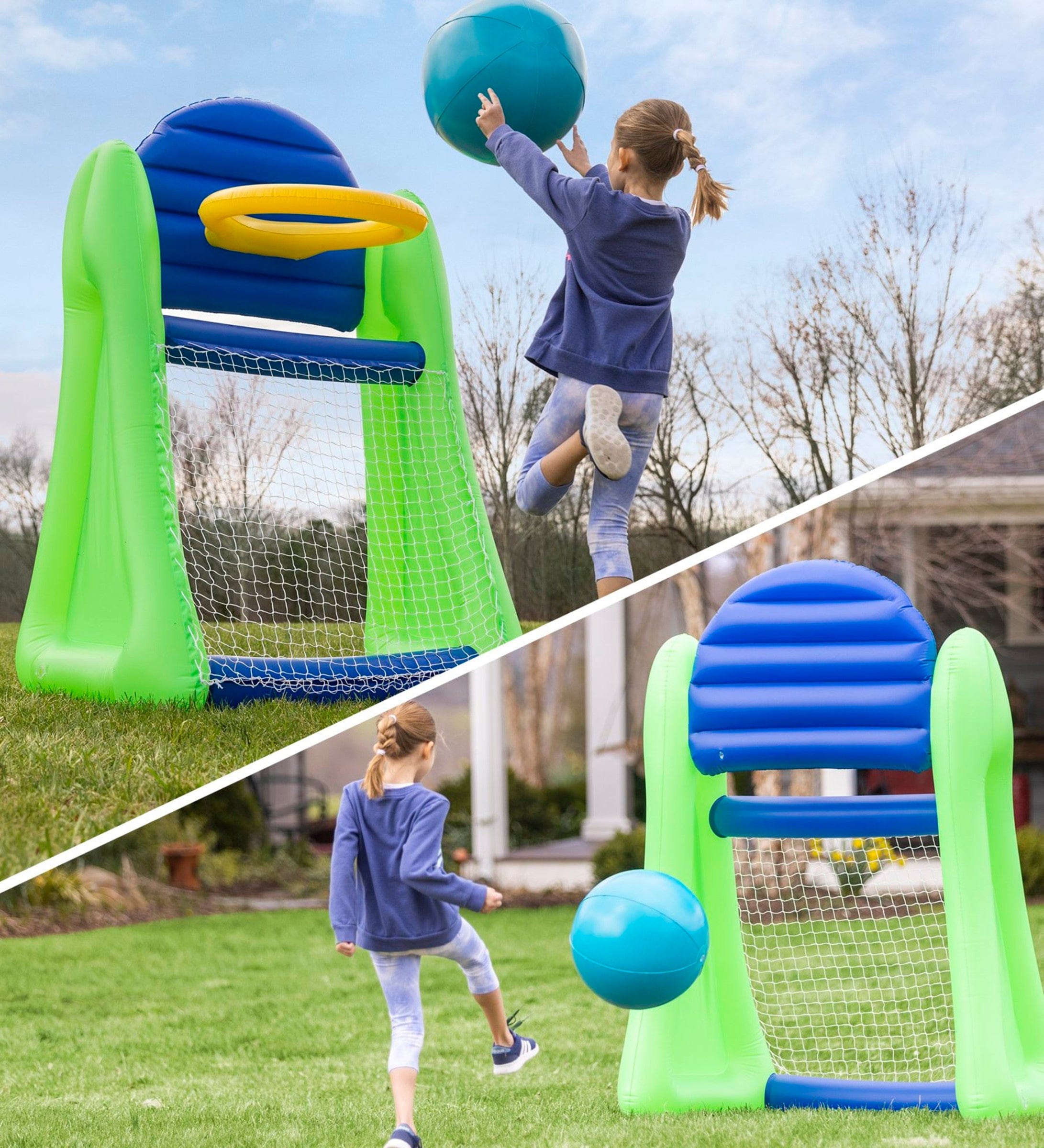 Giant Double-Sided Inflatable Aim n Score Basketball and Soccer Game