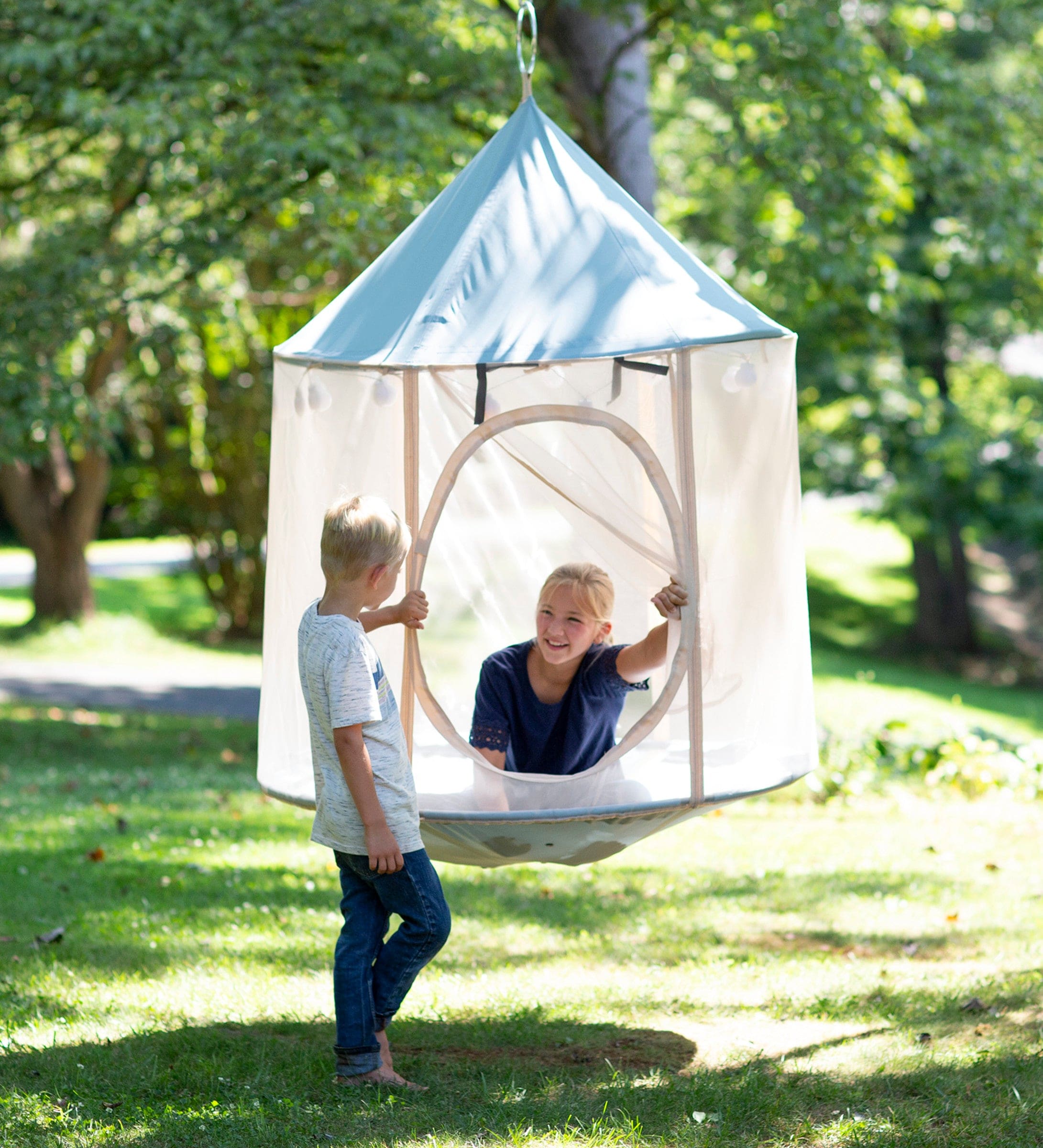 huggle pod panorama hang out mesh hanging tent with lights