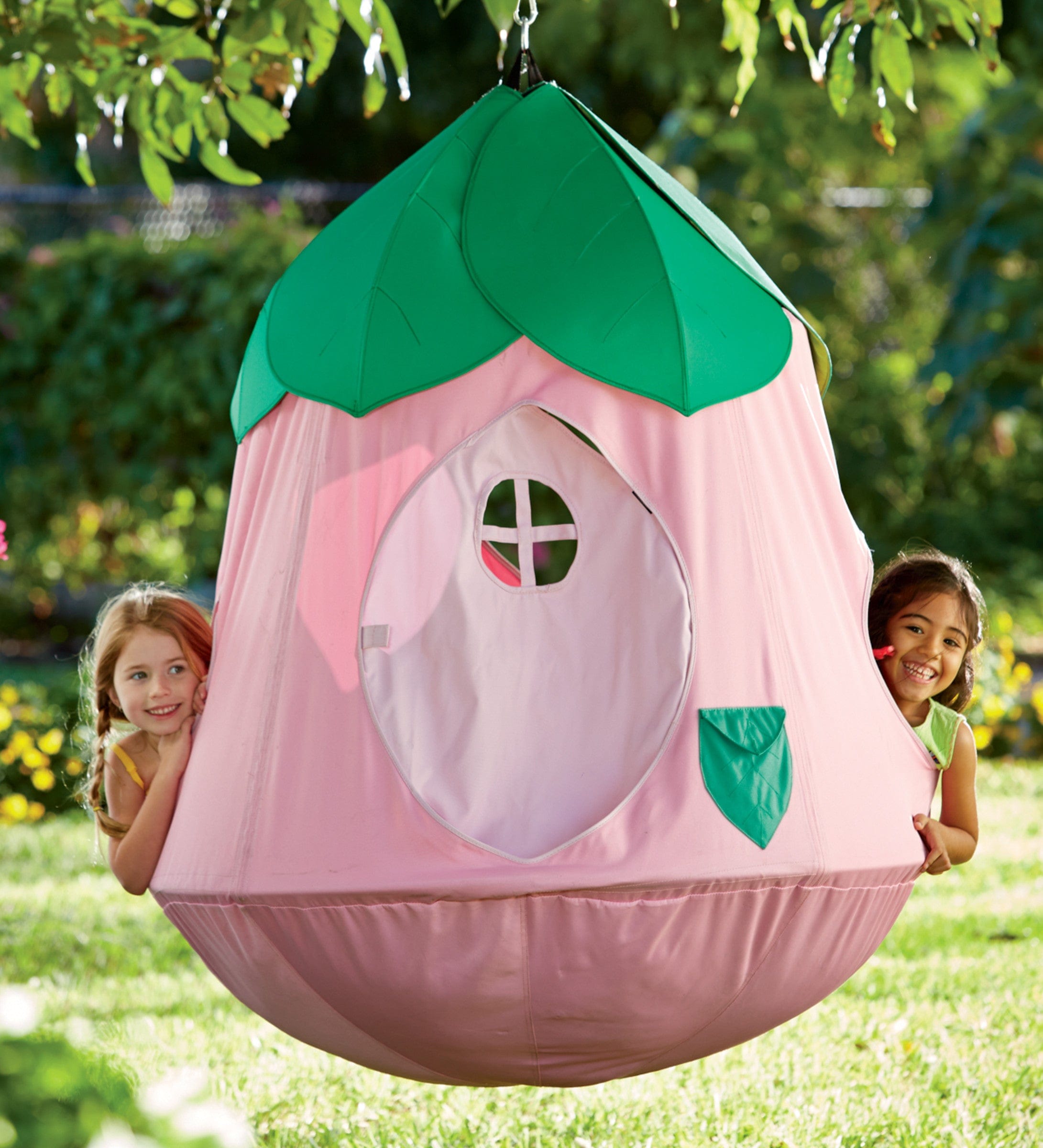 Cozy Posy Huggle Pod Hang Out Nylon Hanging Tent with LED Flower Lights