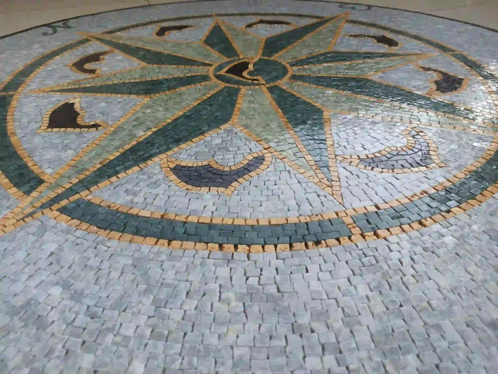 Customize Marble Mosaic Nautical Compass