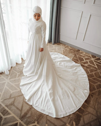 Elegant a-line Arabic Bridal Gown
