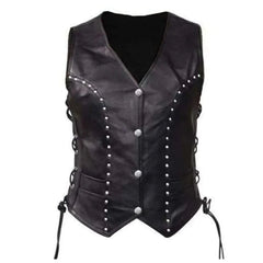 Leather Biker Women Vest Jacket