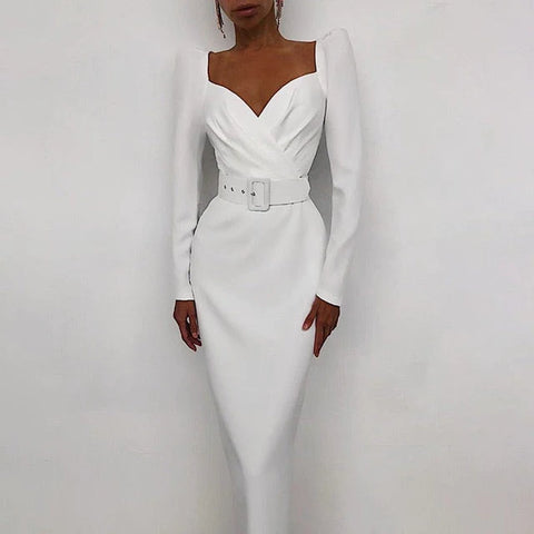 PENCIL PUFF WHITE PARTY DRESS