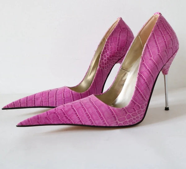 Pointed-toe Metal High-heel Women's Stilettos Pumps