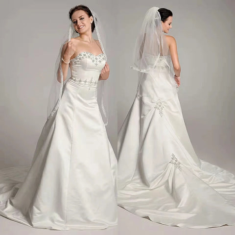 Satin Beaded Women's Wedding Dress