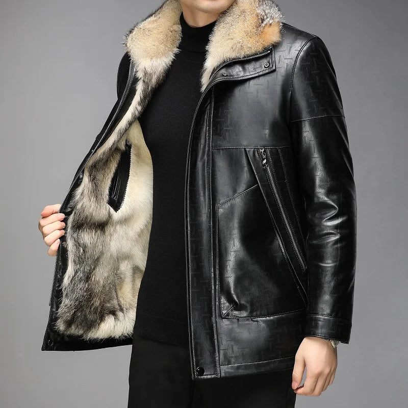 WARM SHEEPSKIN MEN'S LEATHER JACKET