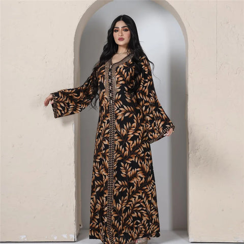 Diamonds Print Abaya Dress