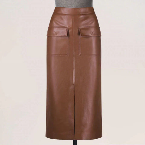 Handmade Lambskin Leather Women's Pencil Skirt