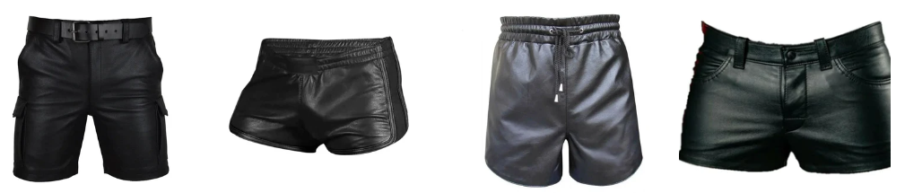 Men's Black Leather Shorts