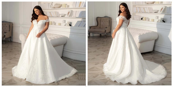 OFF THE SHOULDER PLUS SIZE WOMEN'S WEDDING GOWN