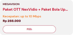 Paket OTT nexVidio + Paket Bola up to 10 Mbps