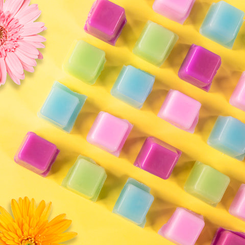 Cubes of colorful scented wax