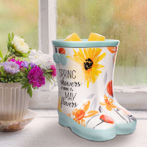 Rain boots themed wax warmer