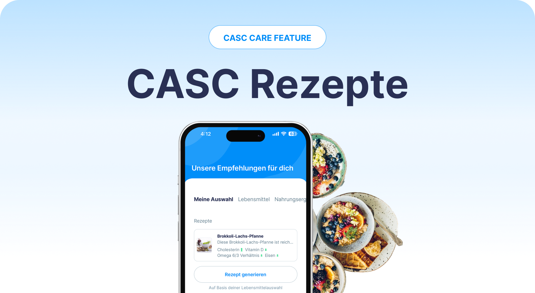 Mit der CASC Care Mitgliedschaft Rezepte erstellen