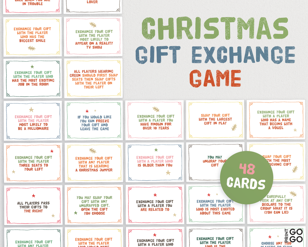 Yankee Swap | White Elephant | Dirty Santa Gift Exchange Cards