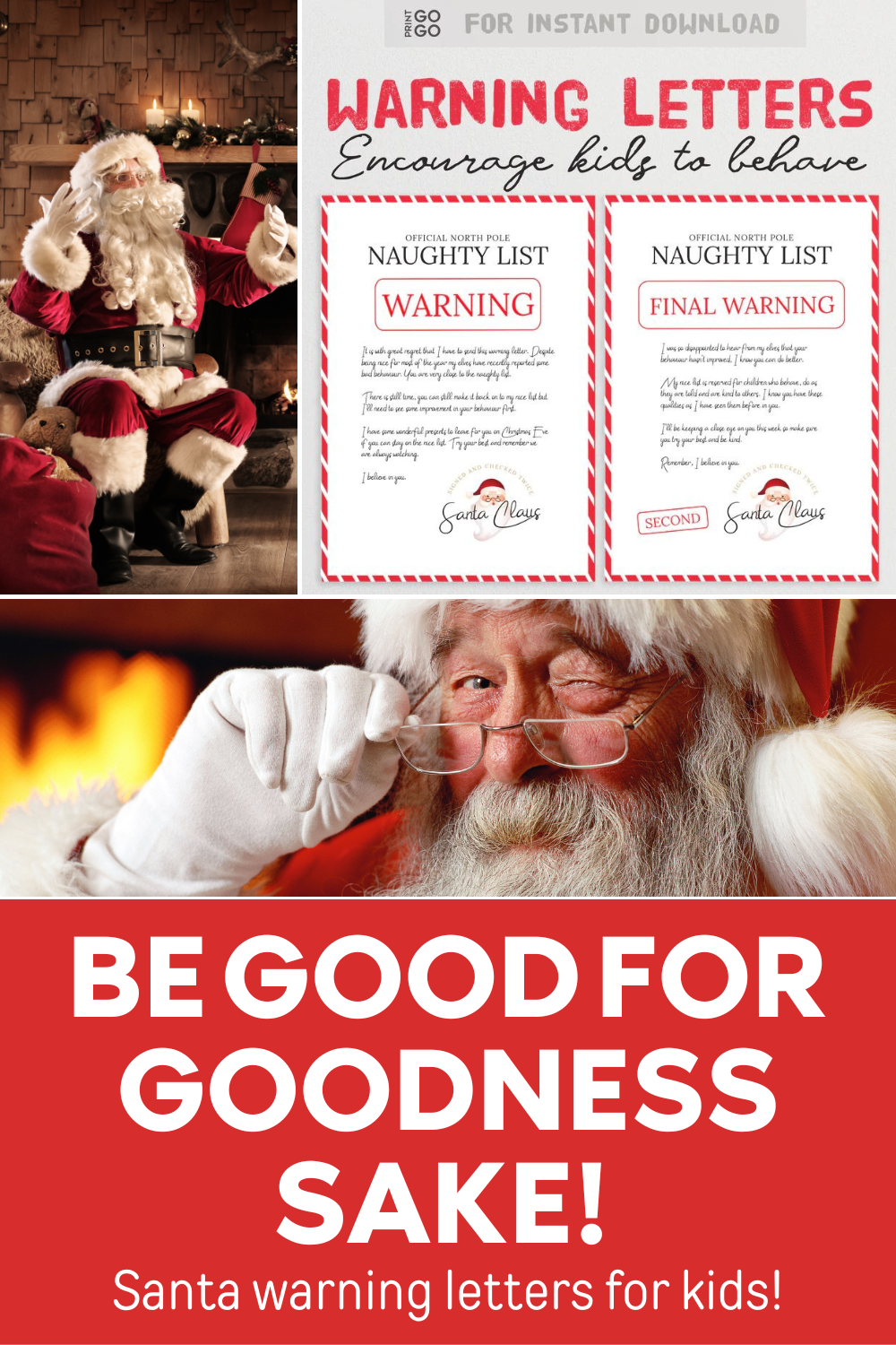Be Good for Goodness Sake : Santa Warning Letters for Kids