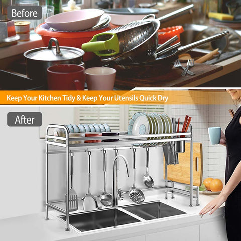 6pcs/set Kitchen Countertop Dish Drainer And Drying Rack Organizer