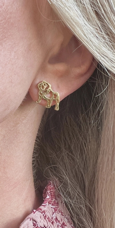Gold Bulldog Stud Earrings