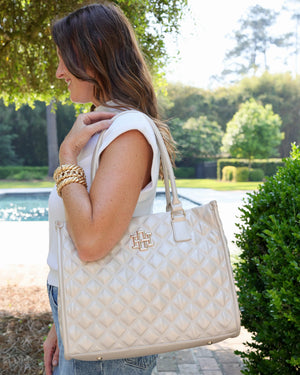 Caroline Hill Hailey Tote - Pearl - Pink Possum