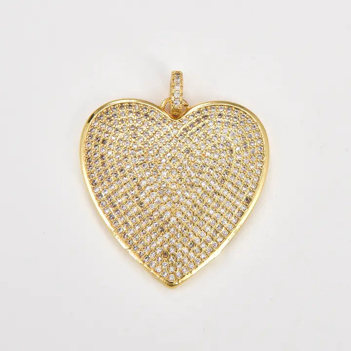 Gold Micro Pave Heart Charm