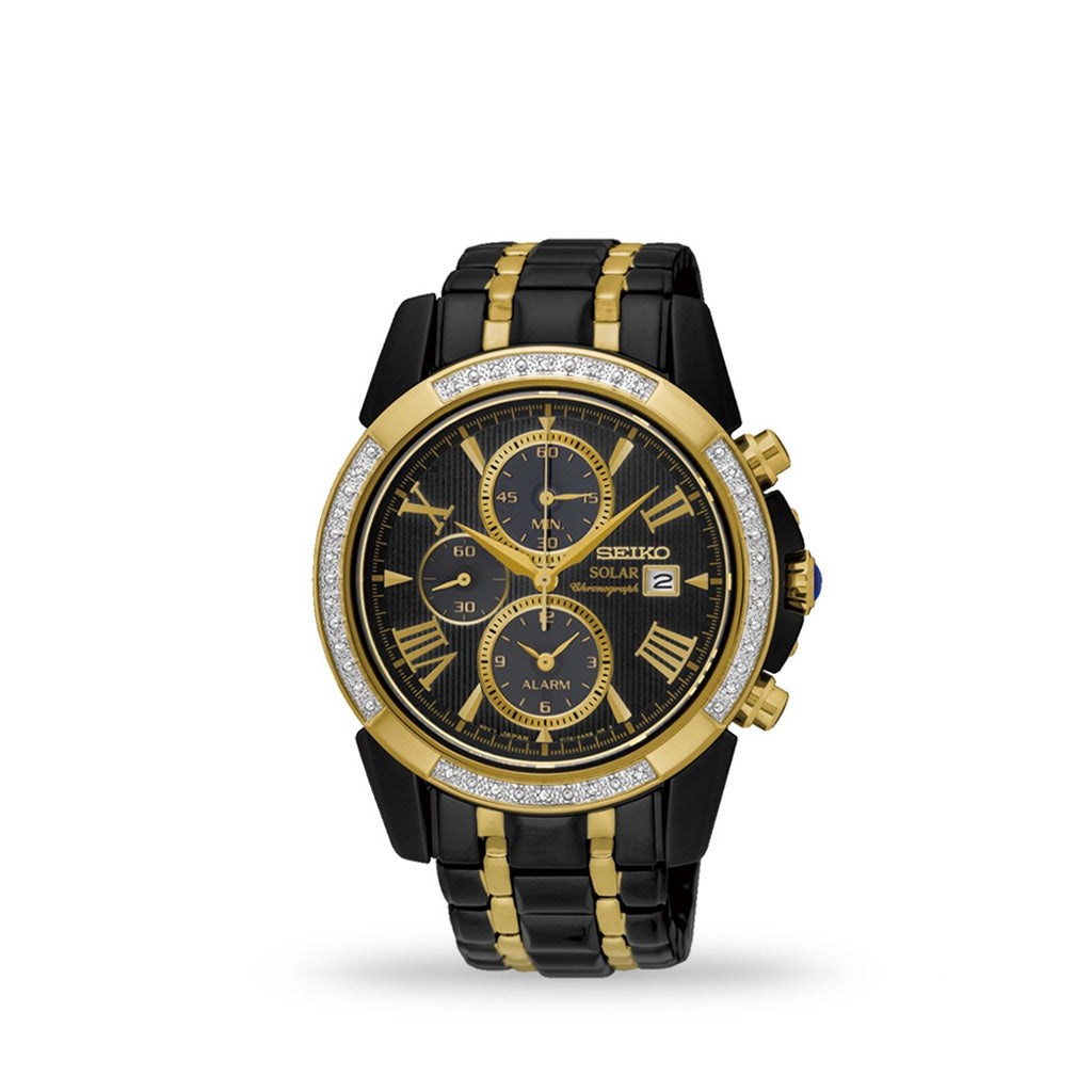 Seiko Le Grand Sport Men's  Gold PVD Solar Chronograph Watch - Plaza  Diamond Jewellery