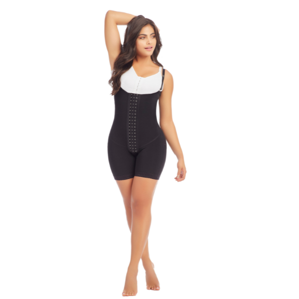 LADY COMFORT 1030 Mid Thigh 3 Hooks Level High Compression Colombian Faja  (Black, XS) at  Women's Clothing store