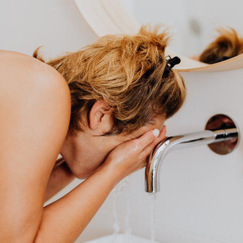 Women washing face